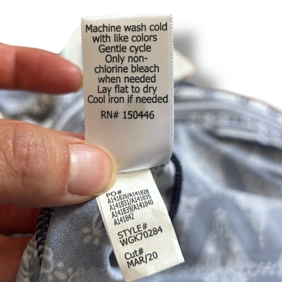 NWT Magnolia Grace Blue White Alhambra Embroidered Trim Knit Dress - Size Large - Picture 10 of 10